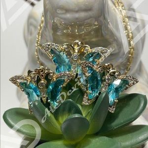 Aqua Butterfly set (gold plated)